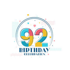 92 Birthday celebration, Modern 92nd Birthday design