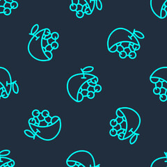 Naklejka na ściany i meble Green line Biological structure icon isolated seamless pattern on blue background. Genetically modified organism and food. Vector.