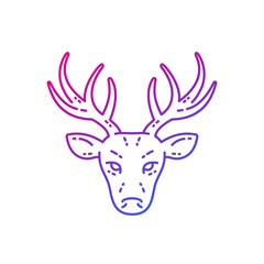 deer head, stag line vector illustration
