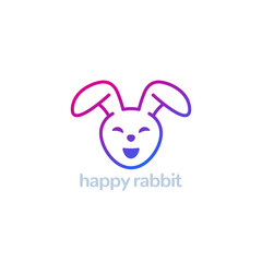 Happy rabbit logo, vector design