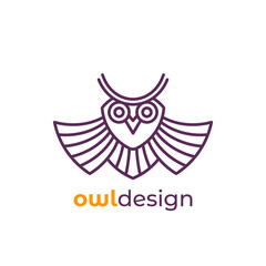 owl logo in line design, vector