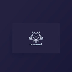 owl logo, line design on card