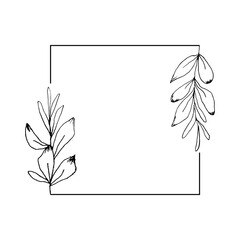 Modern square frame with floral decoration template design