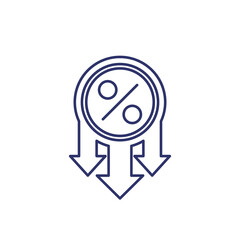 profit decrease, falling rates line icon