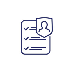 user privacy control line icon on white