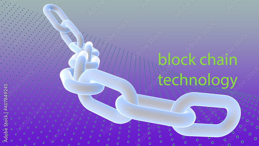 Poster blockchain technology, blockchain concept 3 network connections . 3d rendering