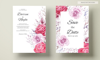 Elegant wedding invitation with watercolor flower