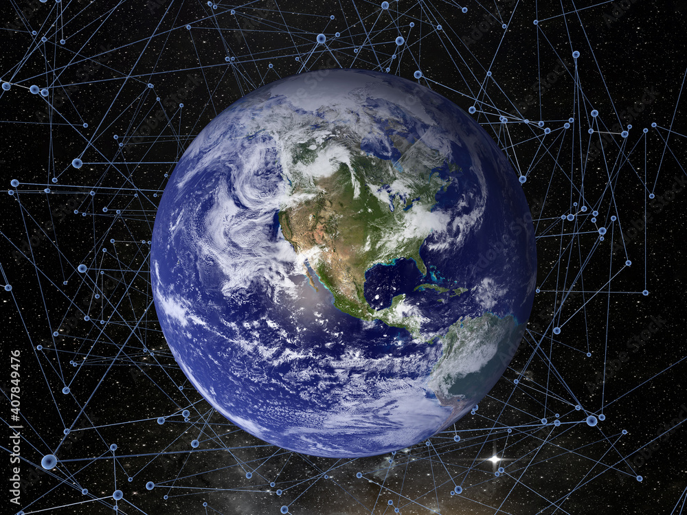 Aufkleber connection concept digital network,earth image provided by nasa.elements of this image furnished by 