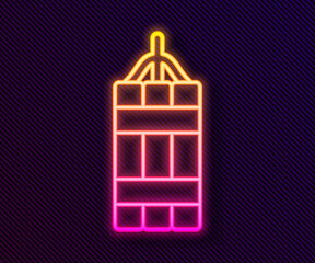 Glowing neon line Detonate dynamite bomb stick icon isolated on black background. Time bomb - explosion danger concept. Vector.