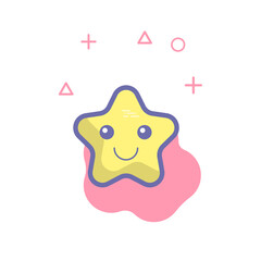 smiling star emoticon. kawaii cartoon illustration.