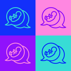 Pop art line Baby icon isolated on color background. Vector.