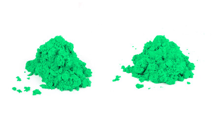 Greensand slide isolated on white background. Kinetic sand