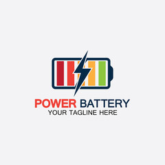Power Battery Logo icon vector illustration Design Template.Battery Charging vector icon.Battery power and flash lightning bolt logo