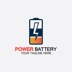 Power Battery Logo icon vector illustration Design Template.Battery Charging vector icon.Battery power and flash lightning bolt logo