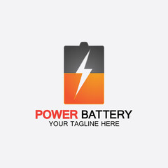 Power Battery Logo icon vector illustration Design Template.Battery Charging vector icon.Battery power and flash lightning bolt logo