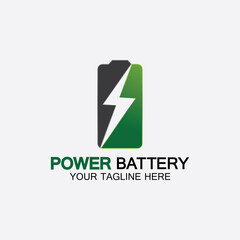 Power Battery Logo icon vector illustration Design Template.Battery Charging vector icon.Battery power and flash lightning bolt logo