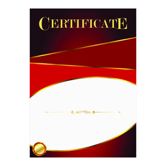 Certificate template. Gold border with Guilloche pattern for Diploma, deed, certificate of appreciation, achievement, any award design
