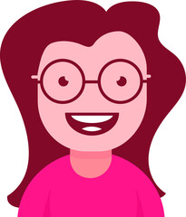 Cute Girl smiley face vector flat icon design template
