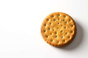 Sandwich biscuits cookies with chocolate filling on white background. Crackers with cream