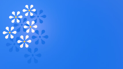 3D illustration of white and yellow flowers on blue background