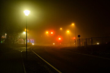 traffic on the misty night 