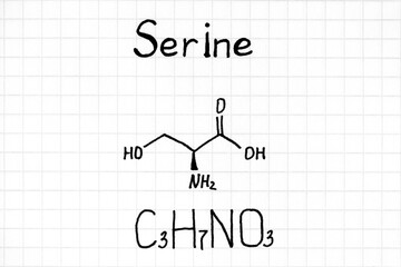 Handwriting Chemical formula of Serine.