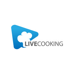 Online live streaming logo in negative space style design