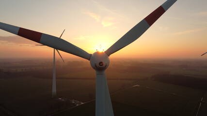 wind turbine in sunset