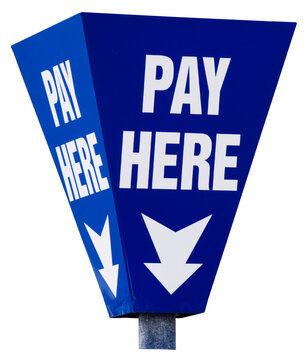 Pay here sign isolated on white