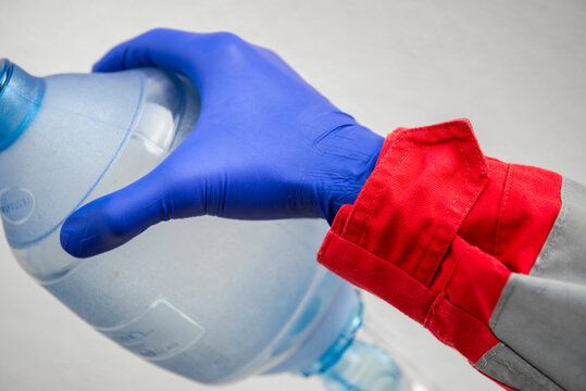 Paramedic using ambu bag