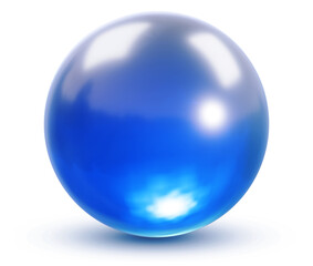 Blue sphere 3D, glossy and shiny isolated ball, render illustration icon.