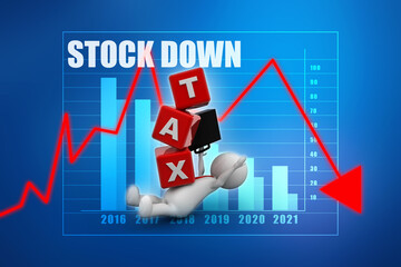 Fototapeta premium 3d rendering Rising tax concept with business man 