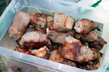 ready-made fried pieces of meat