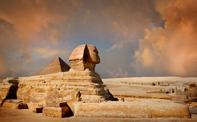 Photo of the Sphinx in Egypt in sunset