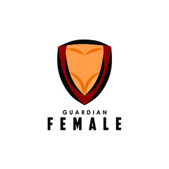 female guardian protection security shield logo design vector illustration graphic 