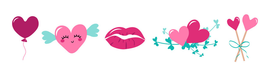 valentine's day icons and stickers set