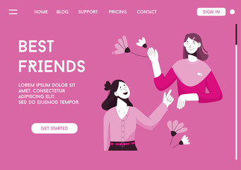 Vector landing page of Best Friends concept