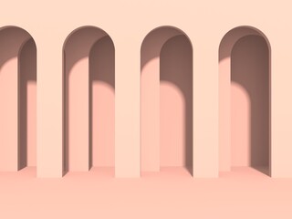 Illuminated corridor interior design. Empty Room Interior Background