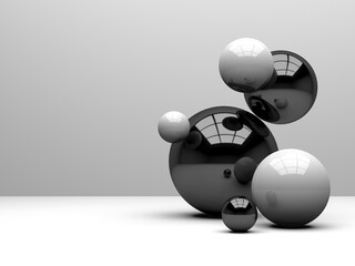 Spheres of balls abstract background. Realistic 3d shapes