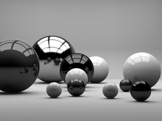Spheres of balls abstract background. Realistic 3d shapes