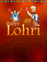 Fototapeta premium Happy Lohri Punjabi religious holiday background for harvesting festival of India