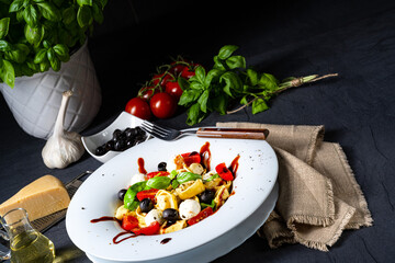 rustic tortellini pasta salad with mozzarella