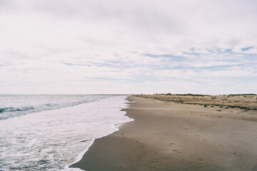 Lonely beach in the delta del ebro, tarragona, spain.