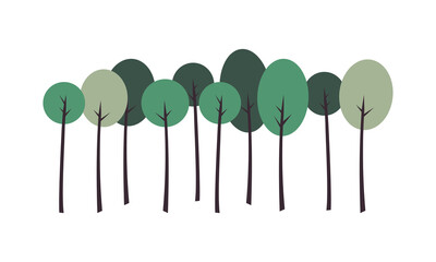 Green trees flat cartoon. Vector illustration design.