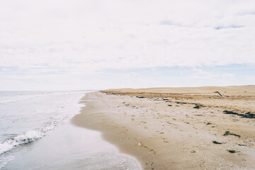 Lonely beach in the delta del ebro, tarragona, spain.