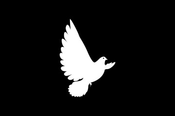 Fototapeta premium illustration of flat style cartoon beautiful flying pigeon indicates freedom and happiness vector. 