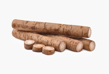 Burdock roots isolated white background.