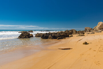 Fototapeta na wymiar Trancoso Beach with Blue Sky, Porto Seguro - Bahia