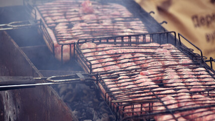 grilled sausage on the barbecue
