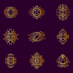 Golden vintage victorian art decor decorative ornamental divider design frames for elegant banner creative template design for wedding invitation card